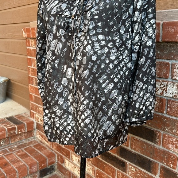 J. Crew Ruffle Button Down Three Quarter Sleeve Sheer Blouse Women's Size 6 - Picture 4 of 8